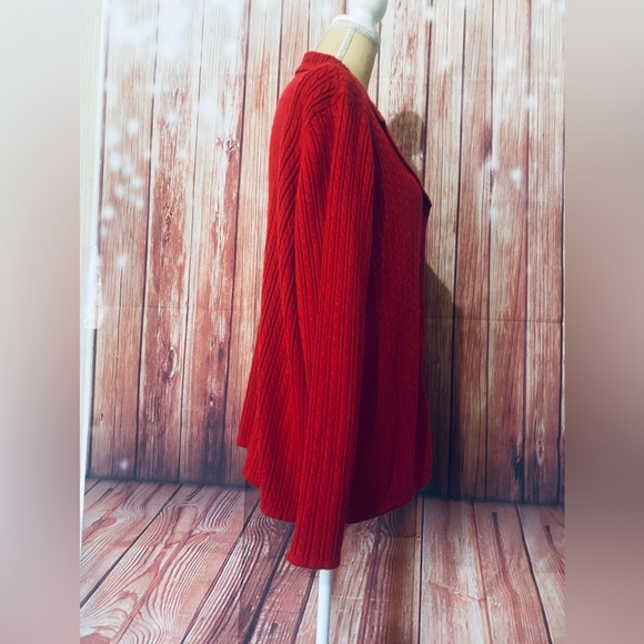 Women’s 1X Sweater Cardigan Drapers Damon Red Medium Weight Button Down Soft - Picture 3 of 11